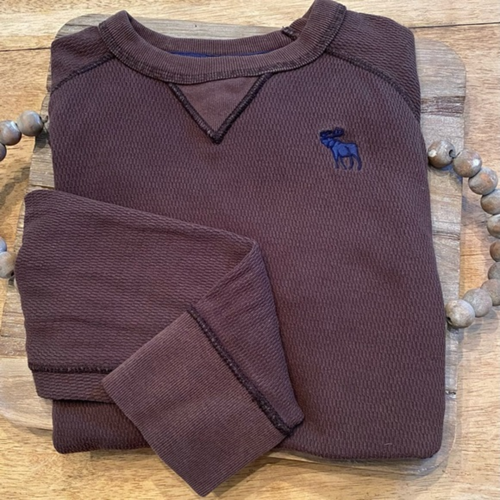 Abercrombie Boy’s XL Brown Long‎ Sleeve Waffle Weave Cotton Crew Neck Pullover